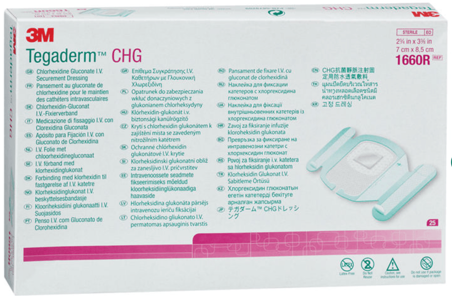 3M™ Tegaderm™ CHG Apósito de fijación para accesos vasculares con gluconato de clorhexidina